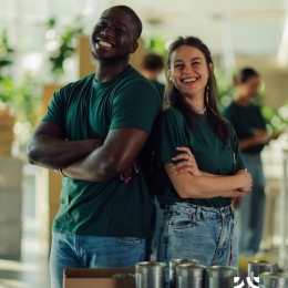 a man and woman smiling