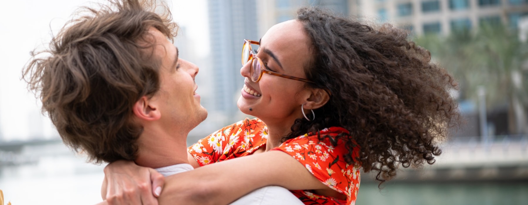 a man and woman hugging